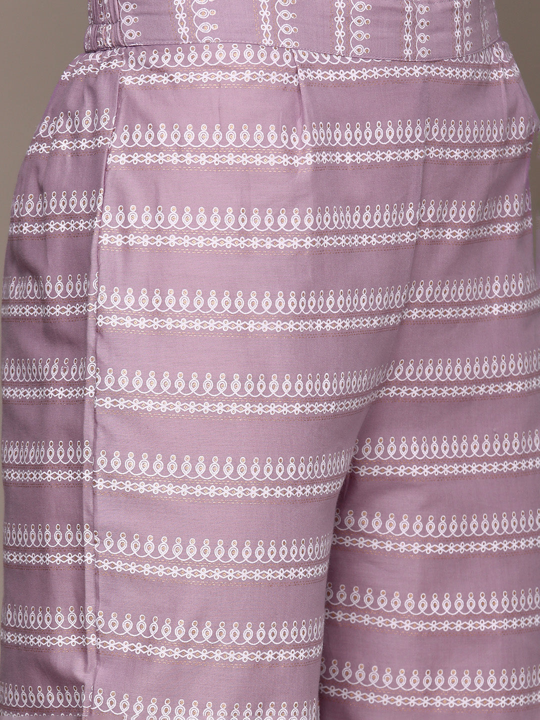 Ishin Women's Purple Embroidered A-Line Kurta with Trouser & Dupatta