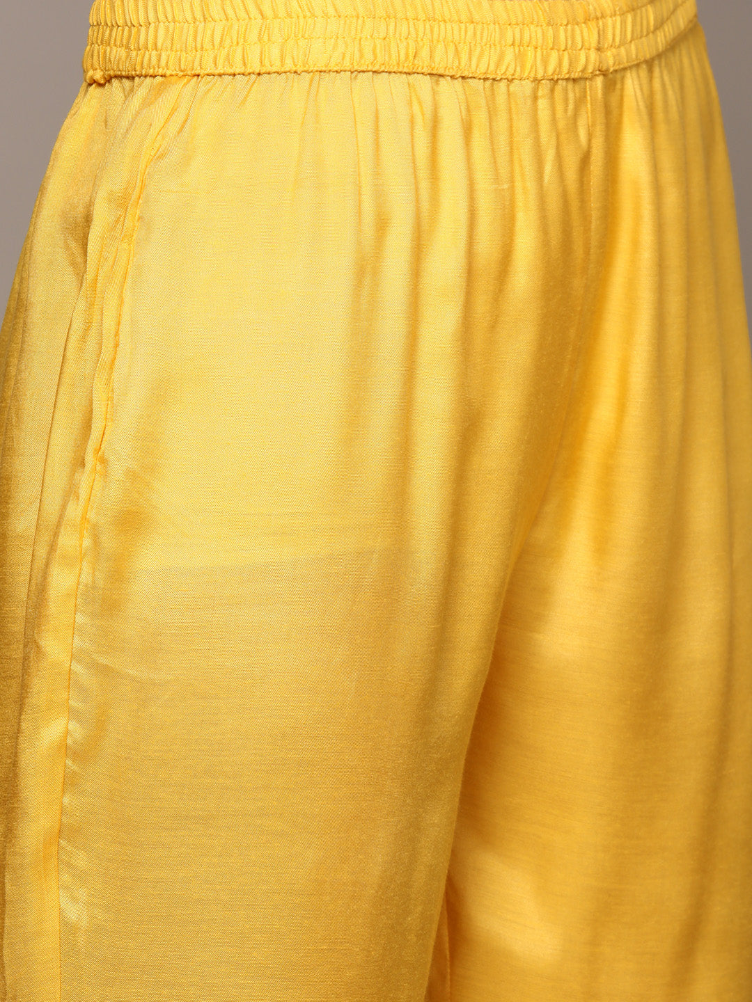 Ishin Women's Yellow Yoke Design A-Line Kurta with Trouser & Dupatta