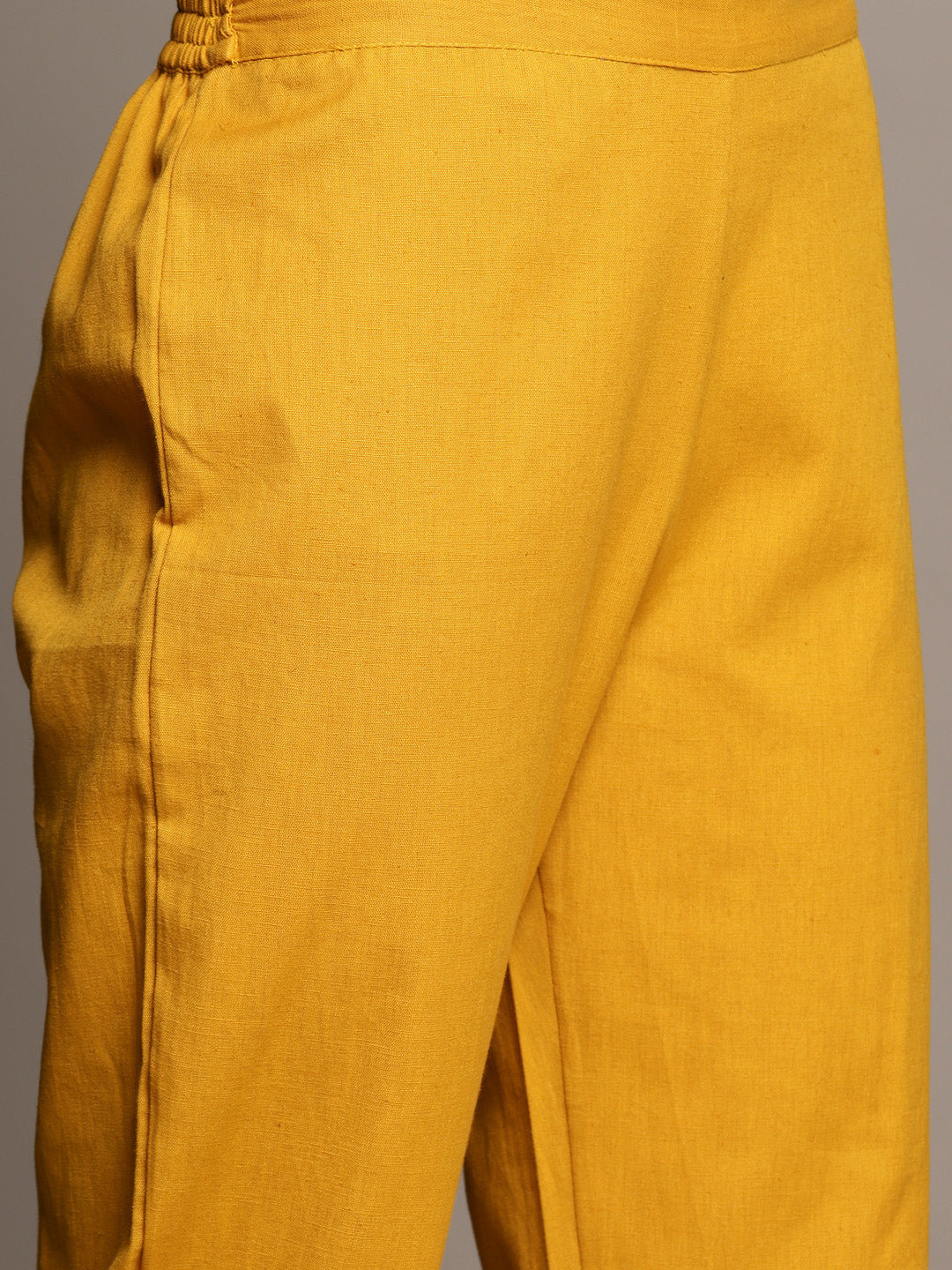 Ishin Women's Mustard Yoke Embroidered Straight Kurta with Trouser & Dupatta