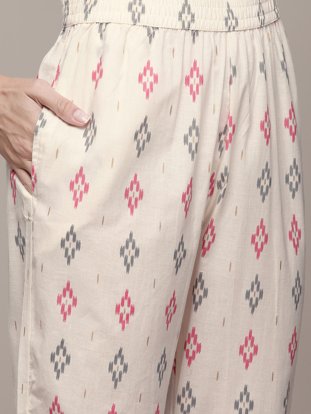 Ishin Women's Cream Embroidered Anarkali Kurta with Trouser & Dupatta