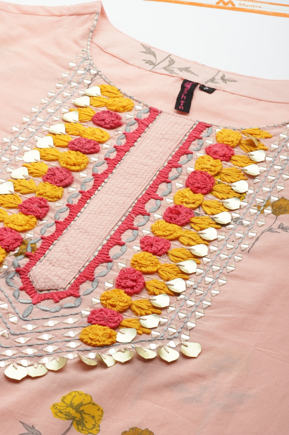 Ishin Women's Pink Yoke Embroidered A-Line Kurta with Trouser & Dupatta