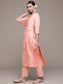 Ishin Women's Pink Yoke Embroidered A-Line Kurta with Trouser & Dupatta
