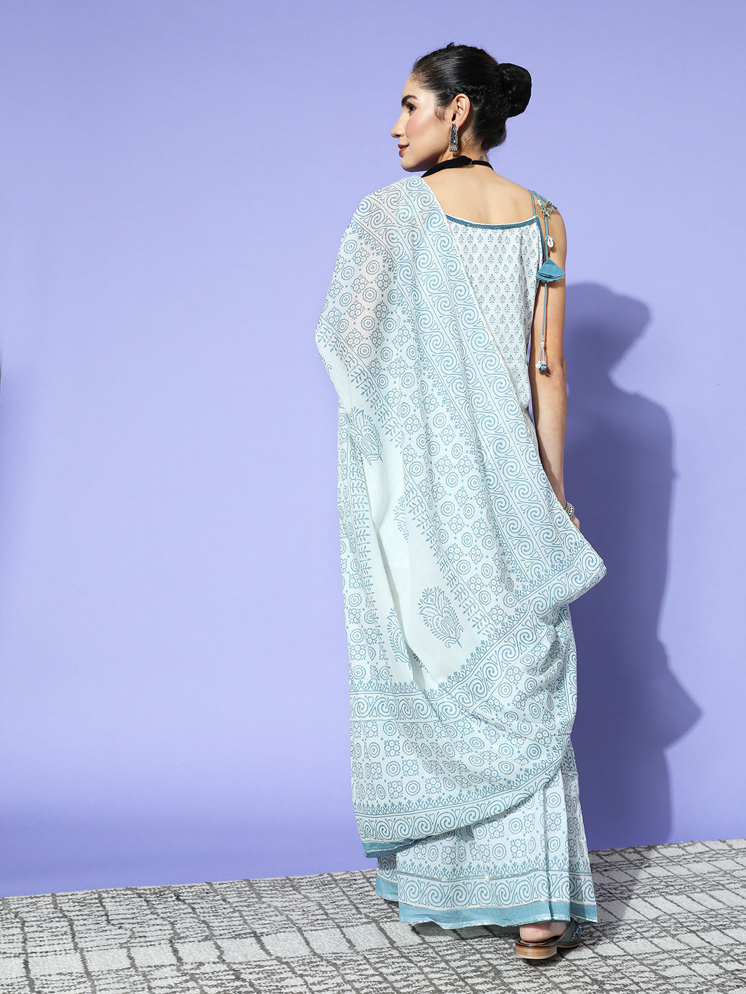 Ishin Women's White Embroidered A-Line Short Kurta with Sharara & Dupatta