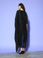 Ishin Women's Black Embellished A-Line Kurta with Trouser & Dupatta
