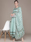 Ishin Women's Green Yokke Design Anarkali Kurta with Trouser & Dupatta