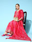 Ishin Women's Cotton Pink Embroidered Anarkali Kurta with Trouser & Dupatta