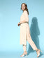 Ishin Women's Cotton Cream Embroidered A-Line Kurta With Trouser & Dupatta