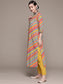 Ishin Women's Cotton Multicolor Yoke Design A-Line Kurta With Trouser & Dupatta