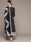 Ishin Women's Black & White Embroidered Anarkali Kurta with Trouser & Dupatta