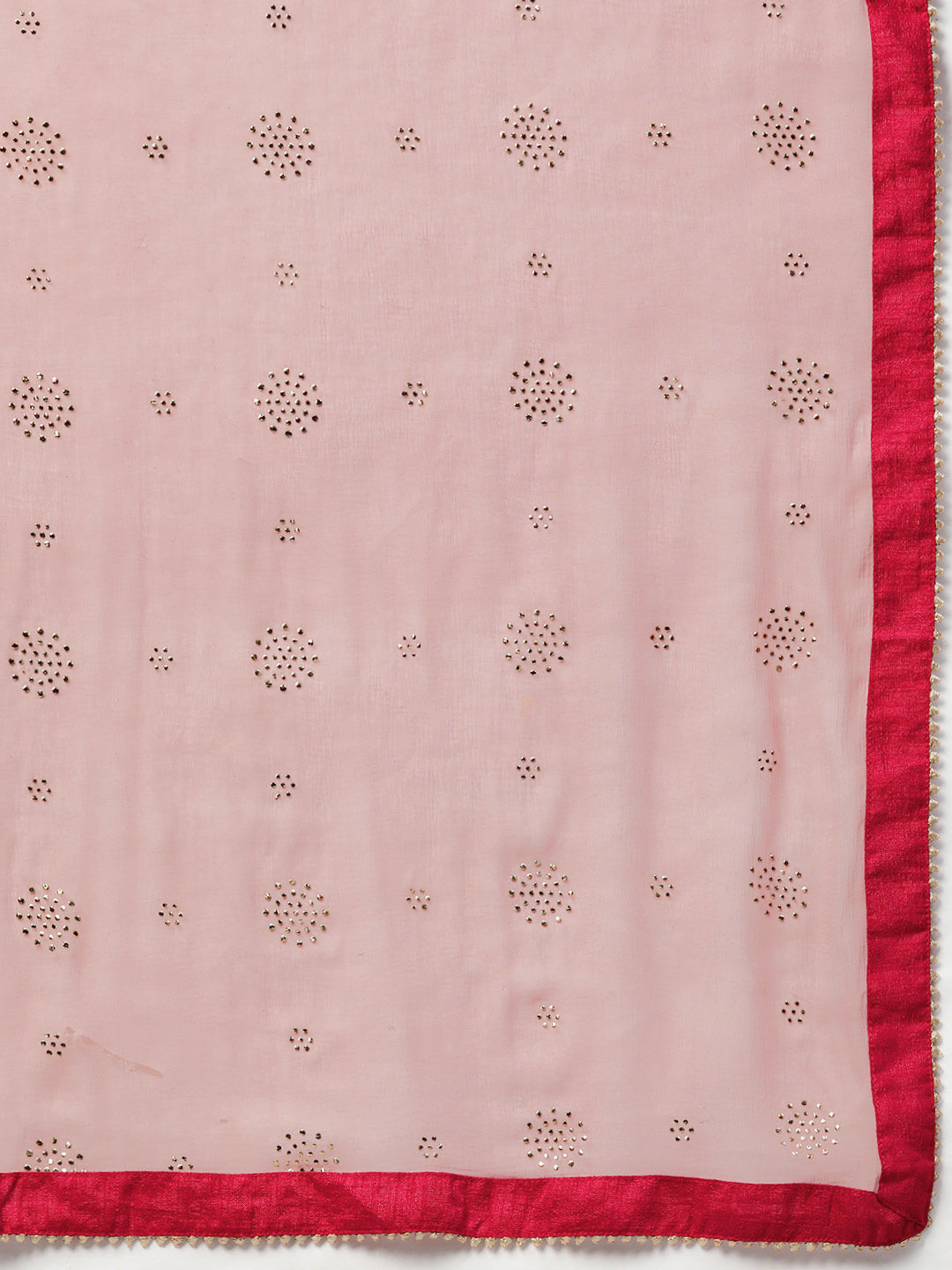 Sunehri Women's Poly Crepe Peach Embroidered A-Line Kurta Palazzo Dupatta Set