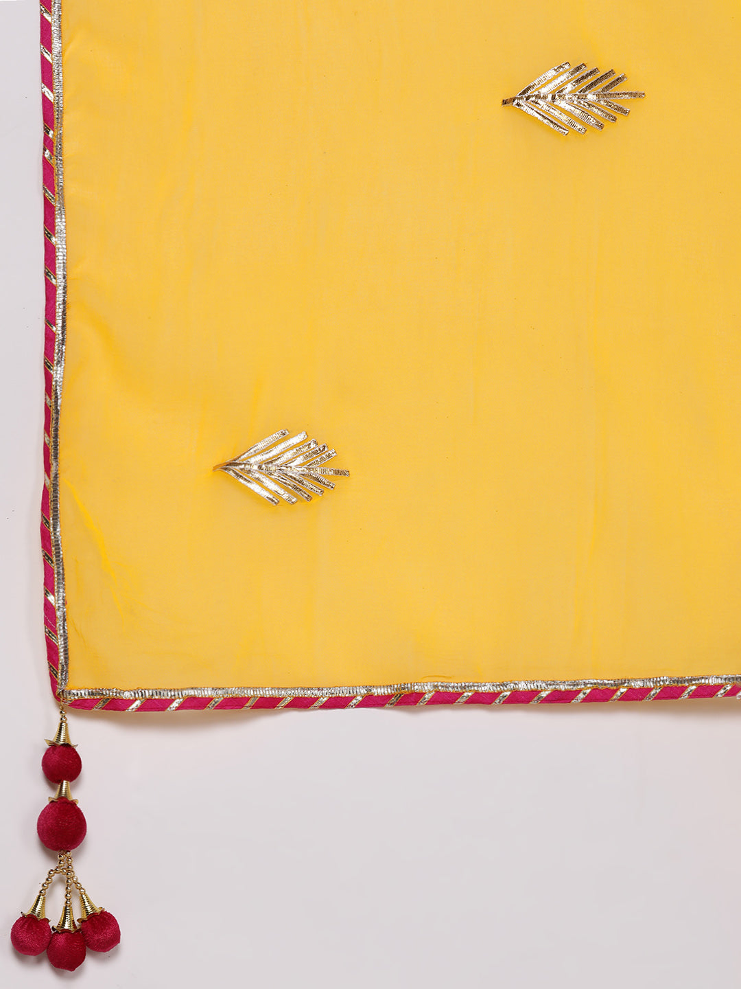 Ishin Women's Yellow Embroidered A-Line Kurta with Sharara & Dupatta