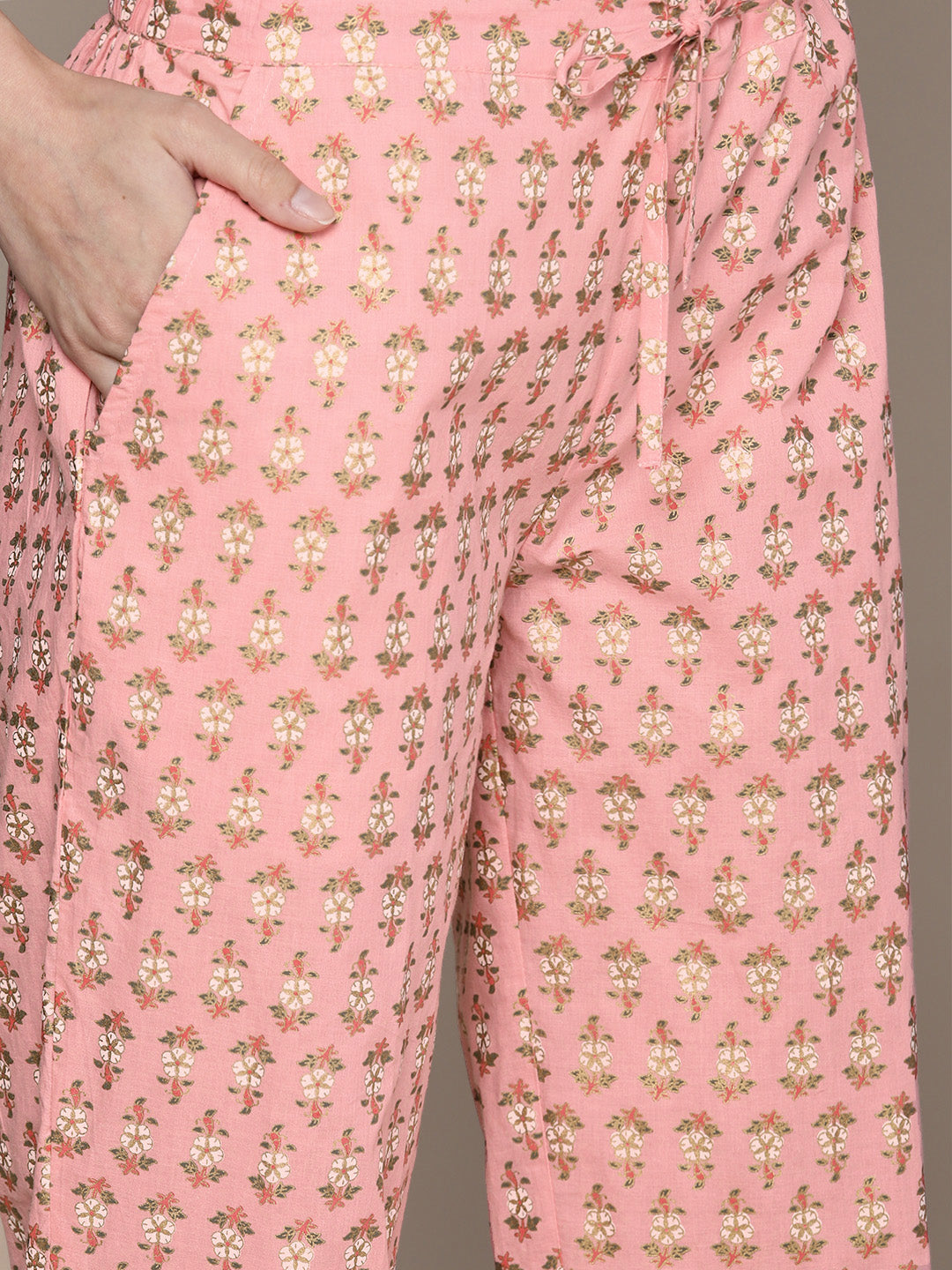 Ishin Women's Pink Zari Embroidered Anarkali Kurta with Trouser & Dupatta