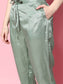 Ishin Women's Brocade Green Woven Design A-Line Kurta Trouser Dupatta Set