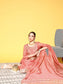 Ishin Women's Chanderi Cotton Pink Embroidered A-Line Kurta Trouser Dupatta Set