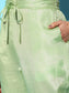 Sunehri Women's Cotton Blend Green Embellished A-Line Kurta Trouser Dupatta Set
