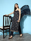 Sunehri Women's Cotton Blend Navy Blue Woven Design Kurta Trouser Dupatta Set