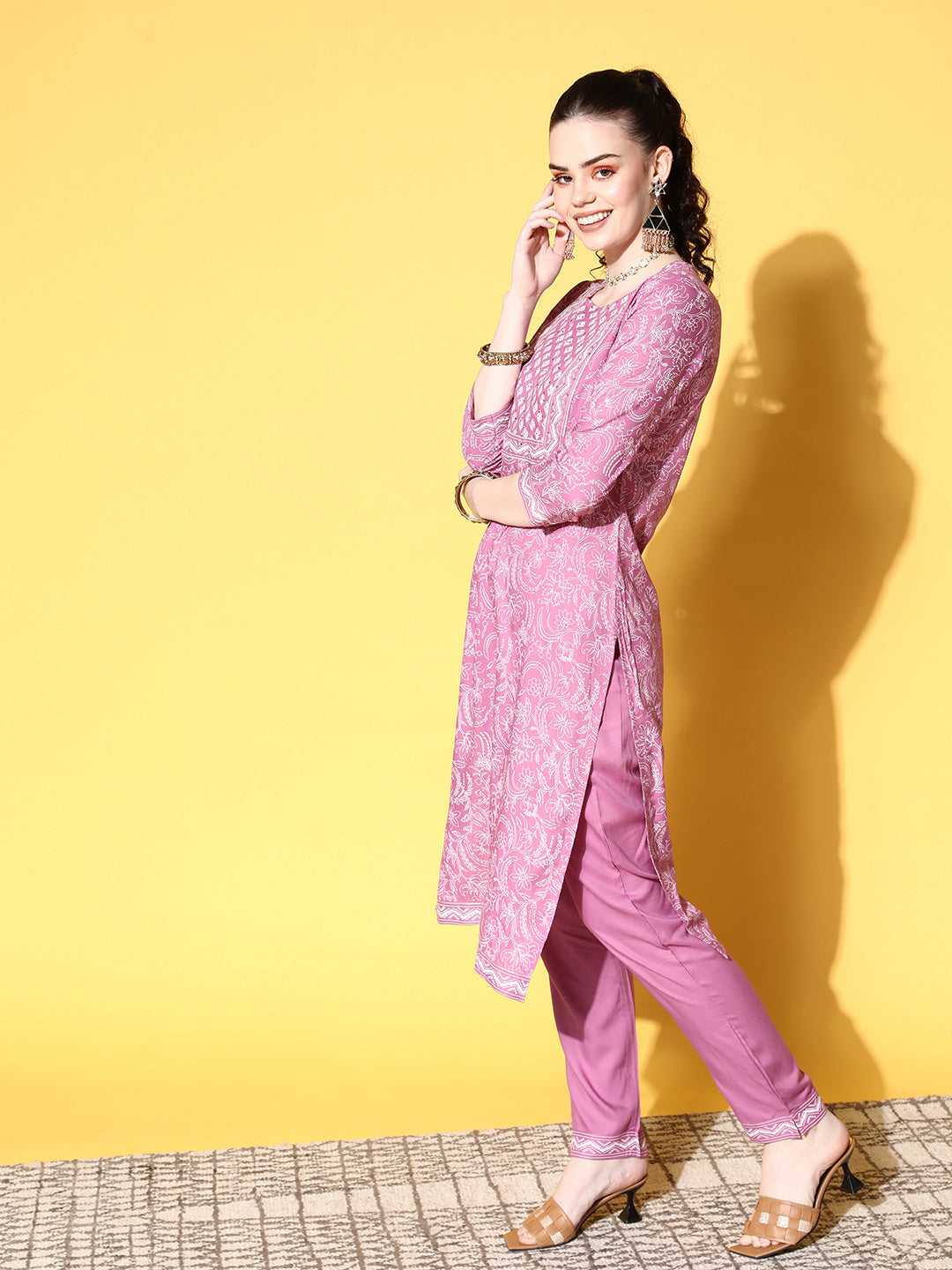 Buy Purple Cotton Silk Hand Embroidery Pittan V Inara Kurta With Trouser  For Women by Label Mansi Nagdev Online at Aza Fashions.