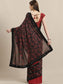Ishin Lycra Maroon Half & Half Printed Women's Saree With Ruffles