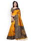Ishin Poly Silk Mustard Yellow Printed Women's Saree/Sari With Tassels
