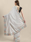 Ishin Art Silk Grey Embellished Women's Saree Comes with a clutch