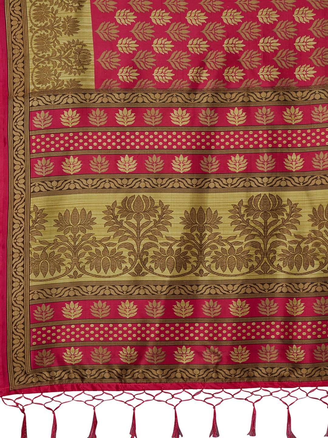 Ishin Art Silk Pink Printed Women's Saree Including Blouse Piece