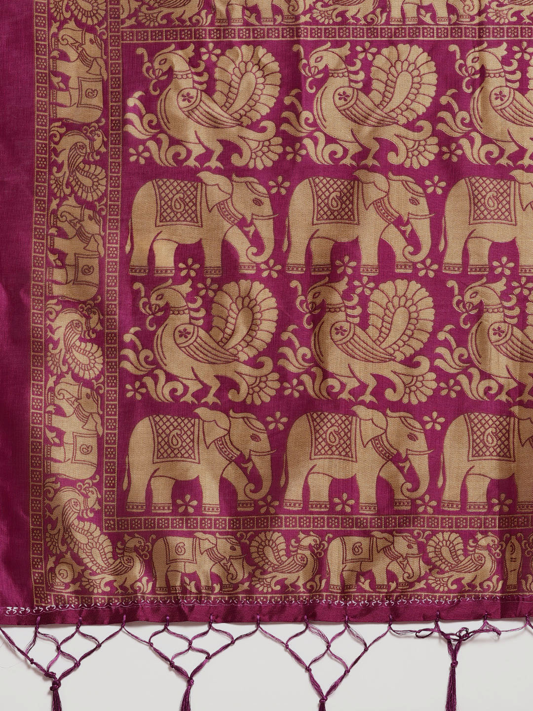 Ishin Art Silk Turquoise Blue & Pink Ethnic Motifs Printed Women's Saree With Tassels