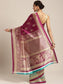Ishin Burgundy & Green Half & Half Printed Mysore Silk Saree