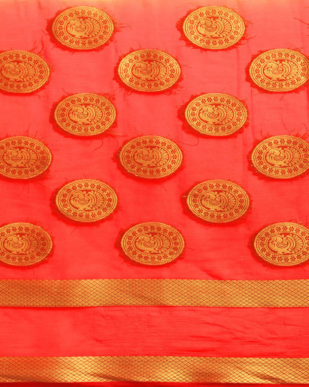 Ishin Poly Chiffon Orange Printed Women's Saree