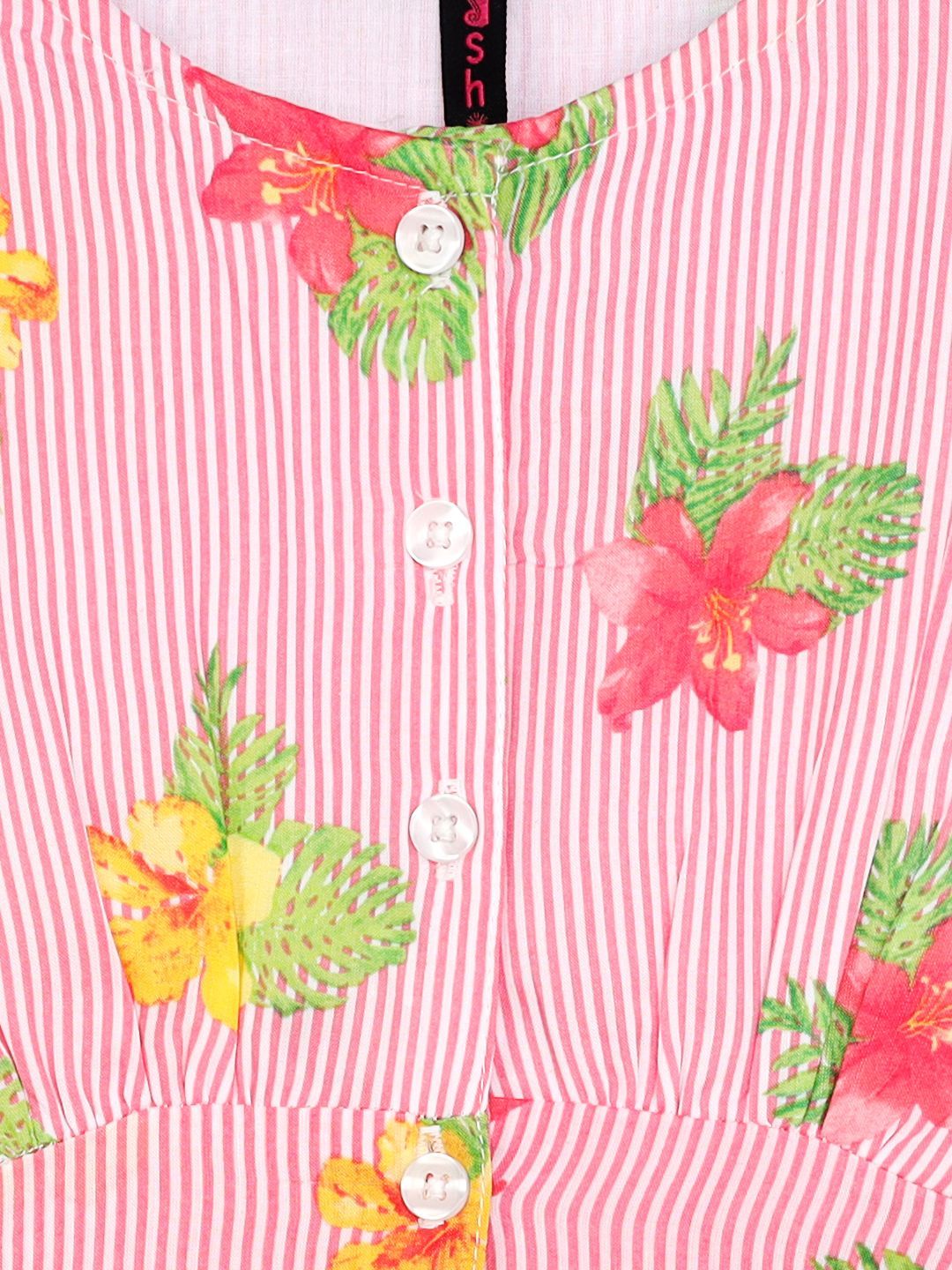 Ishin Girls Rayon Pink Printed Flared Dress