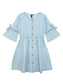 Ishin Girls Denim Cotton Blue Solid Flared Dress