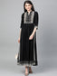 Ishin Women's Rayon Black Embellished A-Line Flared Kurta