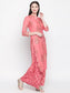 Ishin Women's Rayon Pink Printed A-Line Kurta Palazzo Set