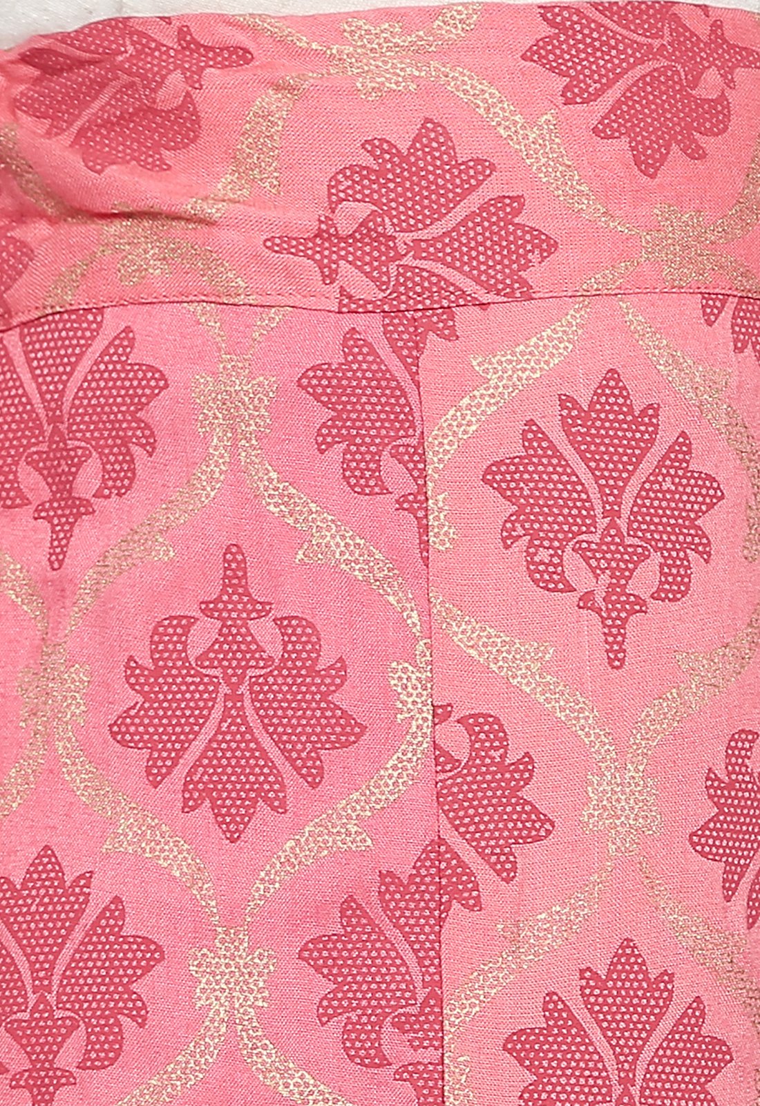 Ishin Women's Rayon Pink Printed A-Line Kurta Palazzo Set