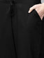 Ishin Women's Cotton Black Embellished A-Line Kurta Trouser Set With Jacket