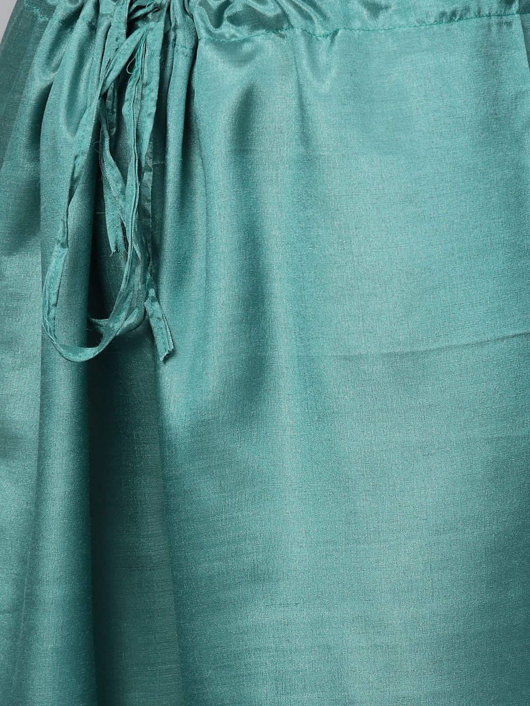 Ishin Women's Net Beige & Blue Embroidered A-Line Kurta Palazzo Dupatta Set