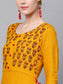 Ishin Women's Rayon Mustard Yellow Embellished Anarkali Kurta Palazzo Set