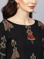 Ishin Women's Rayon Black Embroidered A-Line Kurta Palazzo Set