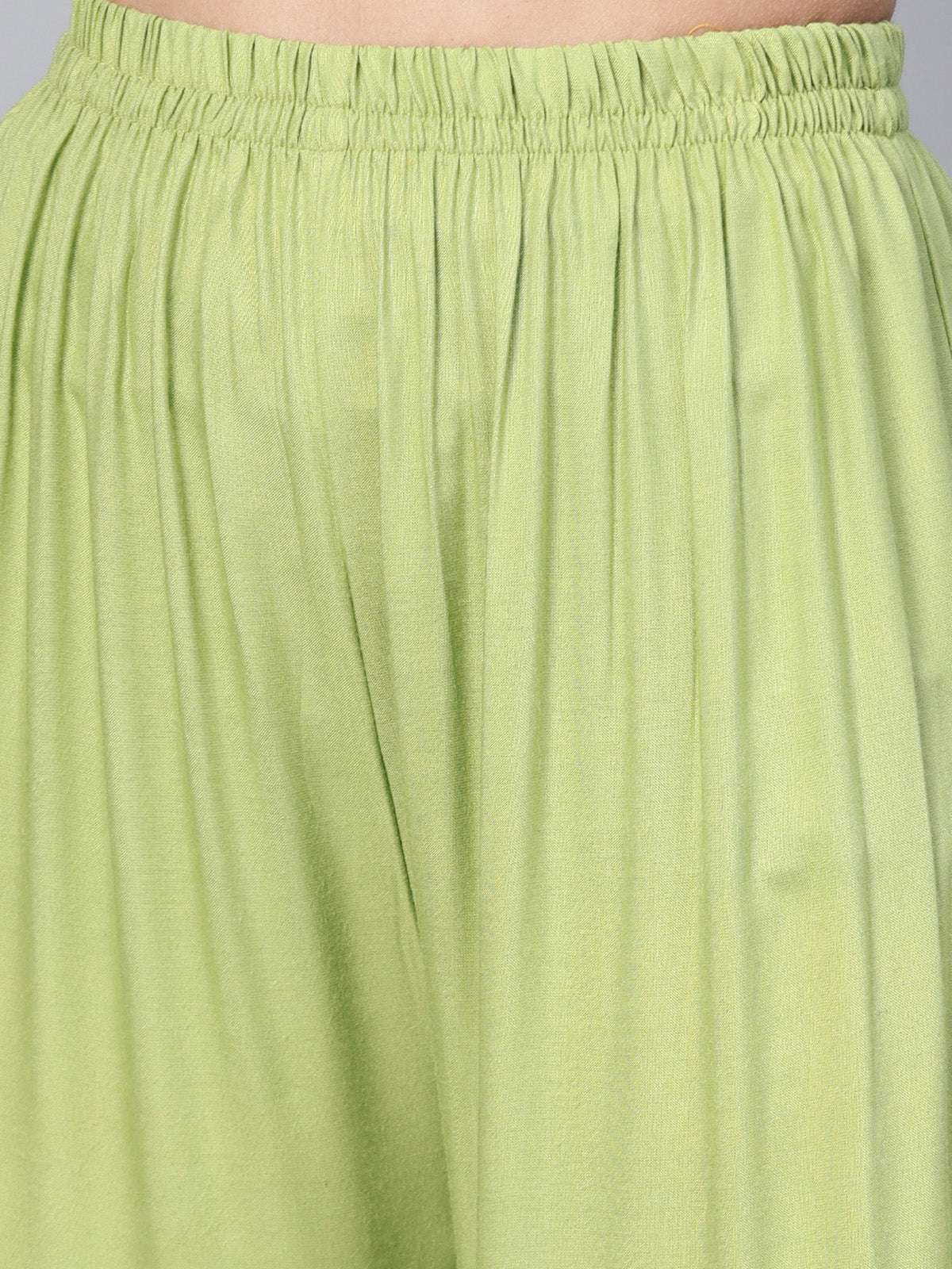 Ishin Women's Rayon Maroon & Green Embroidered A-Line Kurta Sharara Set