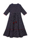 Ishin Girls Navy Blue Embellished Fit & Flare Dress