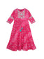 Ishin Girls Pink Embroidered Fit & Flare Dress