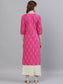 Ishin Women's Cotton Pink Gota Patti Embellished A-Line Kurta