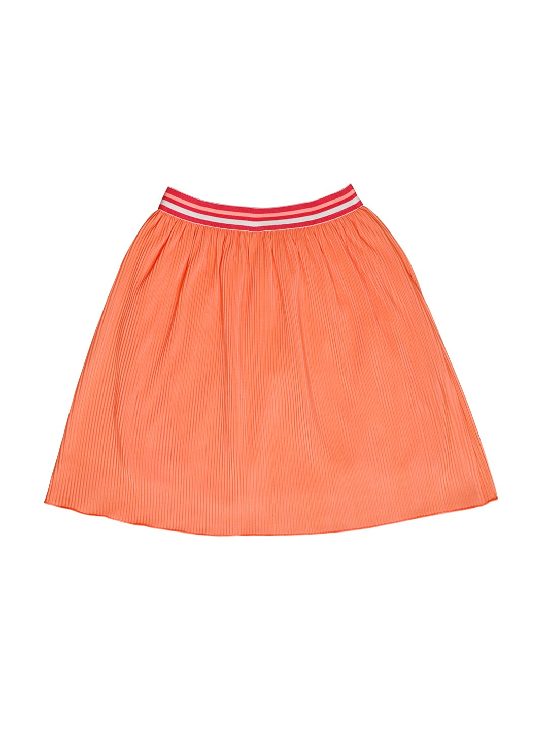 Ishin Girls Polyester Orange Solid Flared Skirt