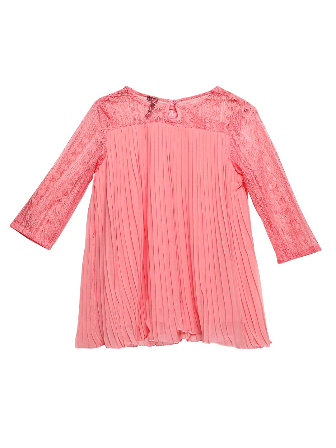 Ishin Girls Polyester Pink Solid Pleated Top