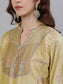 Ishin Women's Silk Gold Embroidered Anarkali Kurta With Dupatta