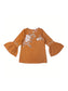 Ishin Girls Cotton Polyester Orange Embroidered Top