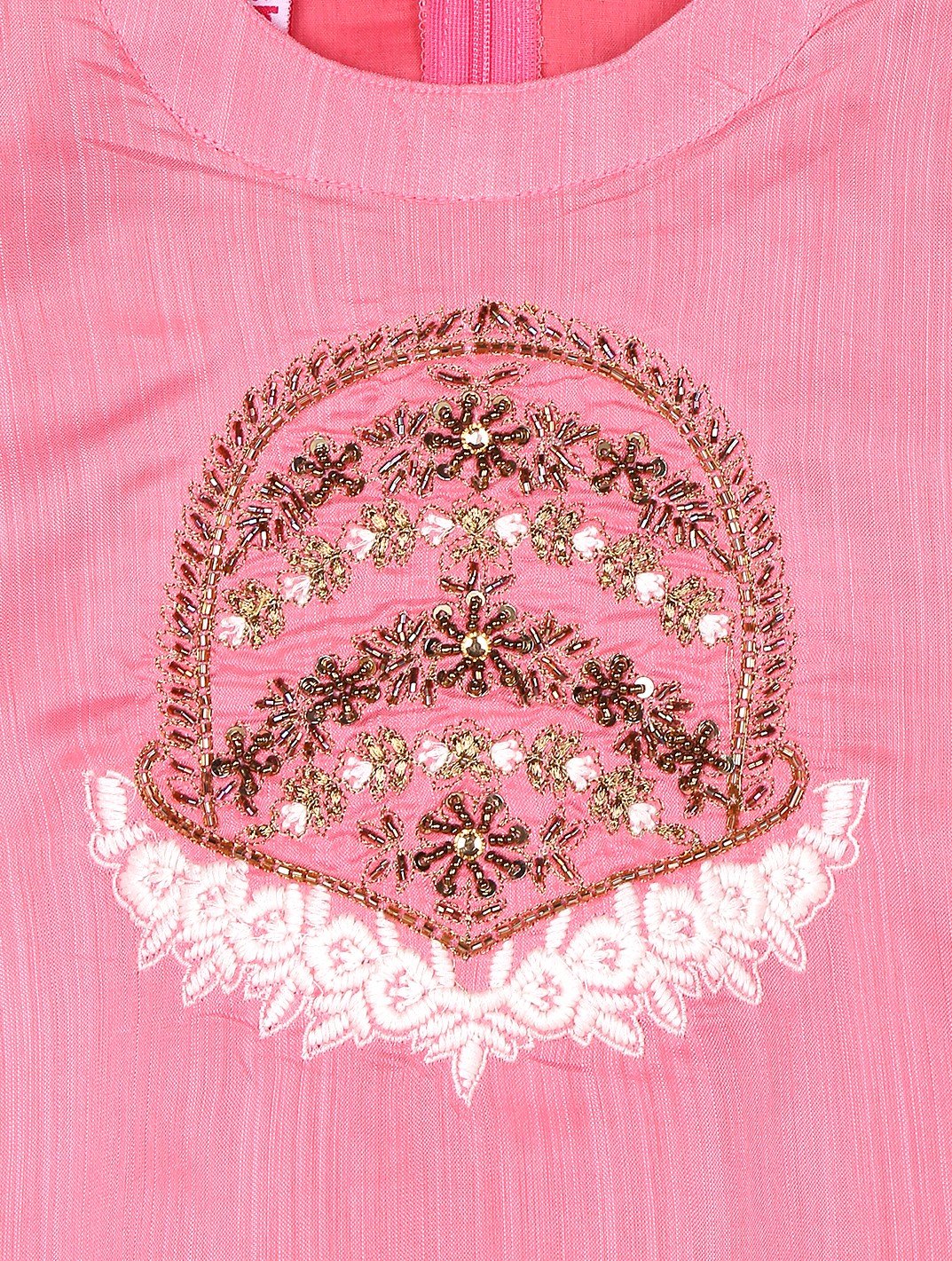 Ishin Girls Polyester Pink Embroidered Top
