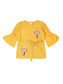 Ishin Girls Cotton Polyester Yellow Embroidered Top
