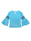 Ishin Girls Polyester Blue Embroidered Top