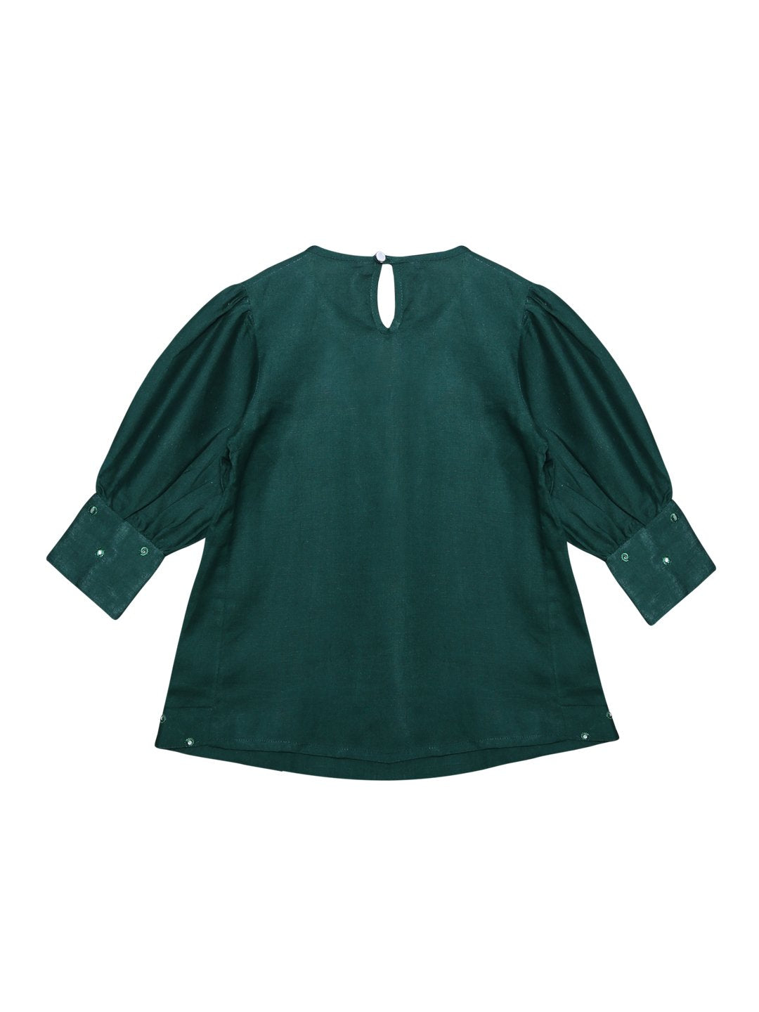 Ishin Girls Cotton Green Embroidered Top