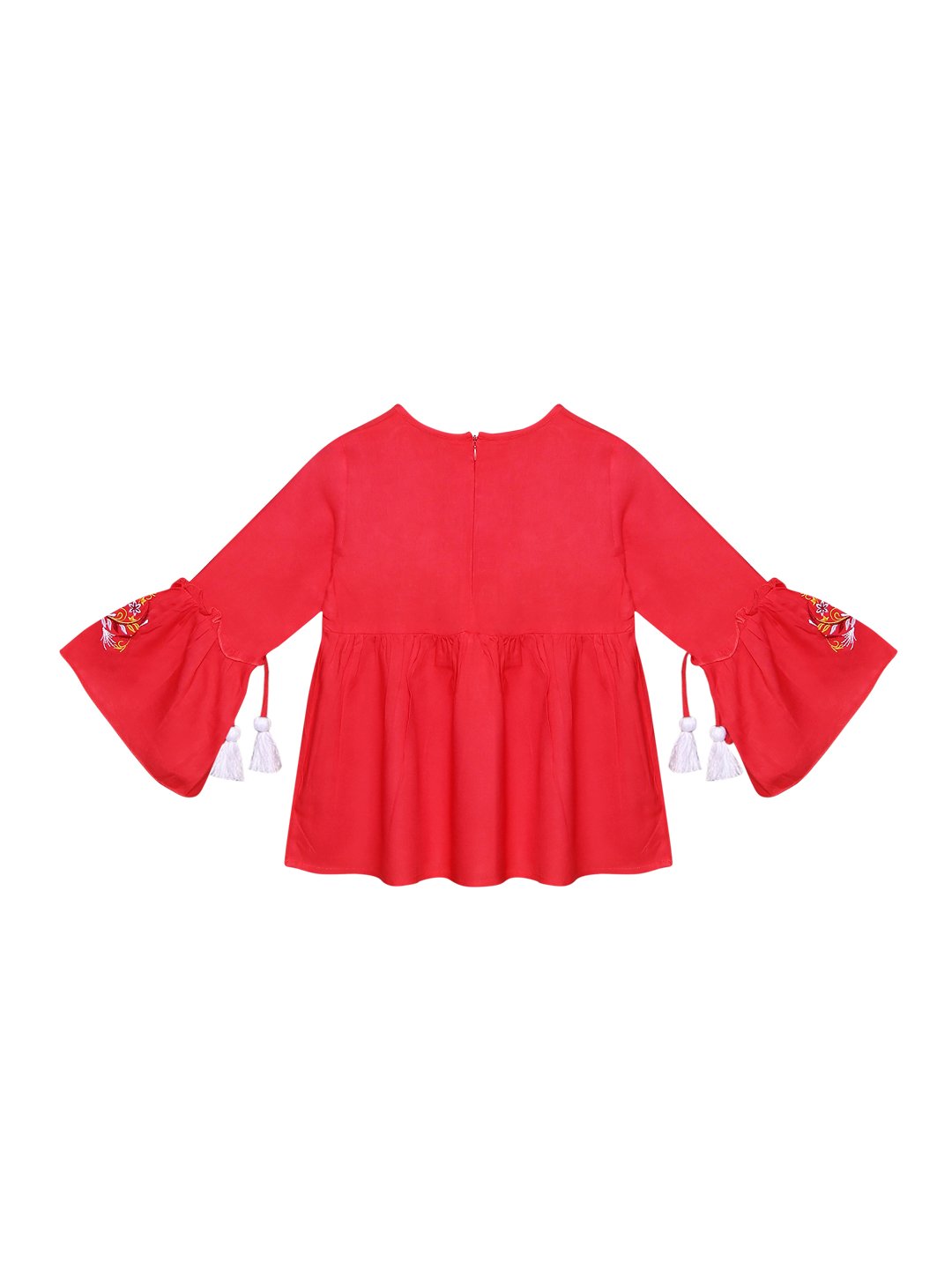 Ishin Girls Viscose Rayon Pink Embroidered Top